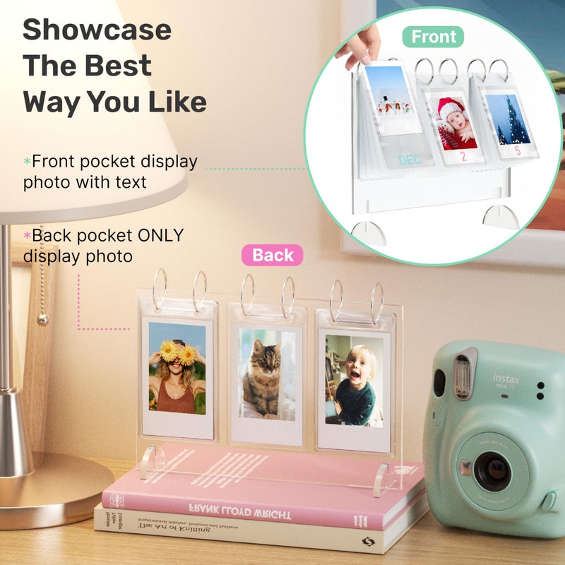 WINKINE Instax Mini Frames, Polaroid Frame for Fujifilm Instax Mini Film, Mini Calendar Photo Album with Date Fit 26 Pockets/52 Photo Display, Polaroid Picture Frame, Small Picture Frames 2x3 - Image 3